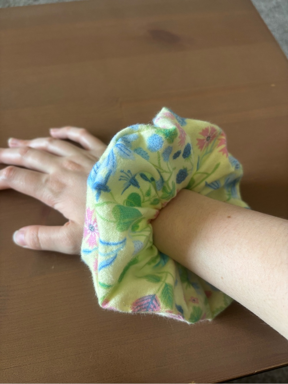 Handmade Floral Yellow Oversized Scrunchie